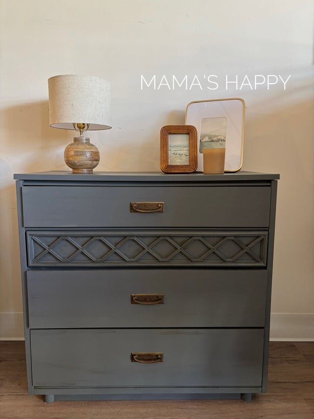 slim fit dress slacks MCM mid century dresser with grey lacquer and polished brass hardware –  McKenna Design Co